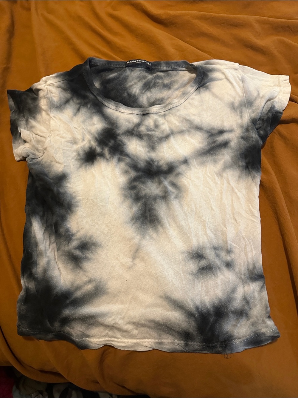 Brandy Melville Black & White Tie-Dye Short Sleeve Tee